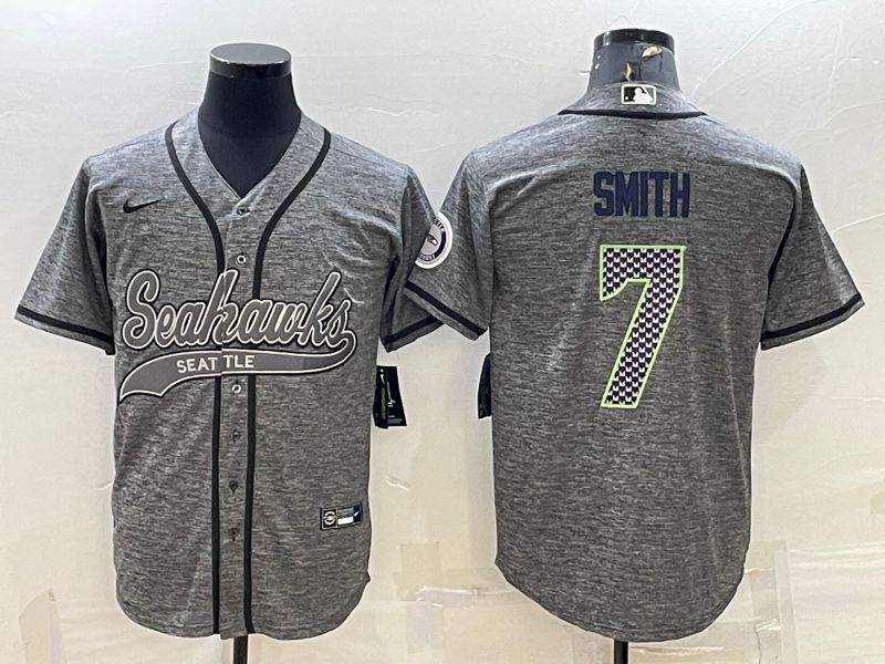 Men Seattle Seahawks #7 Smith Grey hemp ash 2022 Nike Co branded NFL Jerseys->new york yankees->MLB Jersey